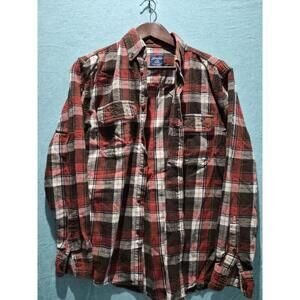 Faded Glory Men’s Button Up LS Collared Flannel Shirt S Multicolor Plaid  EUC